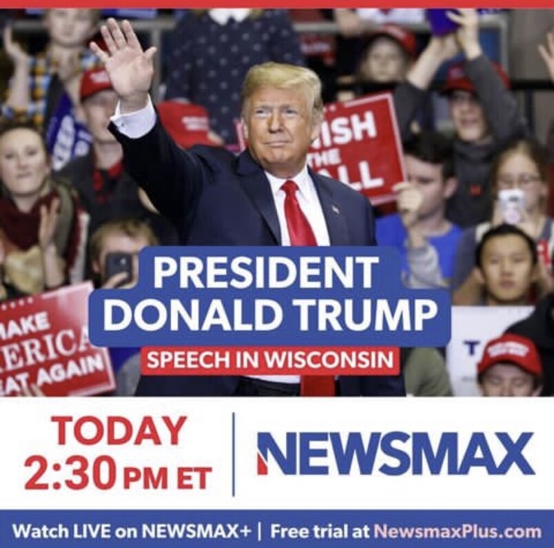 President Donald Trump speech in Wisconsin, watch live on Newsmax+ today at 2:30 PM ET.