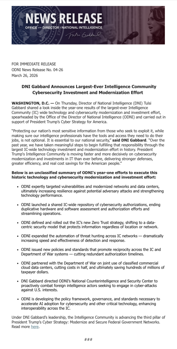 DNI Tulsi Gabbard (@DNITulsiGabbard)